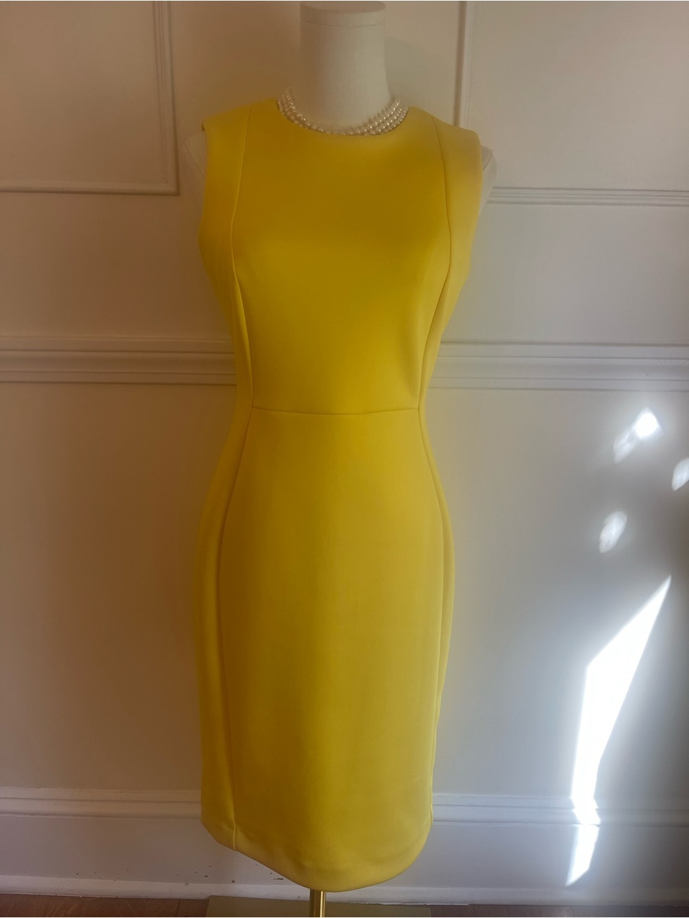 Calvin Klein Yellow Vibrant Yellow Midi Sheath Dress
